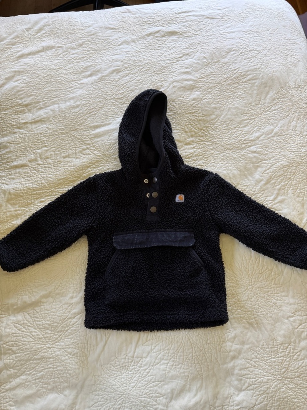 Carhartt Kids Black Sherpa Snap-Front Hooded Pullover